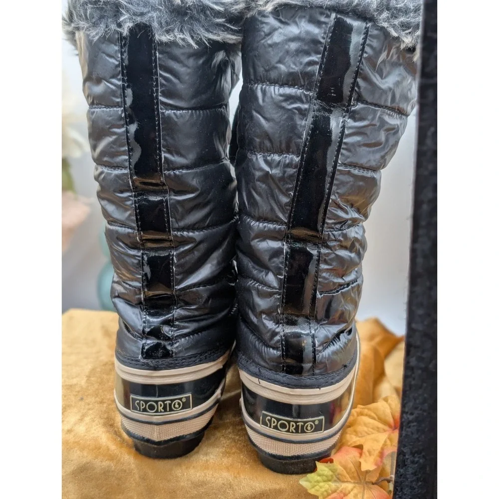 Sporto Wendy Black Winter Boots Sz 9M • Après-Ski Cozy Cabin Puffer Gorpcore